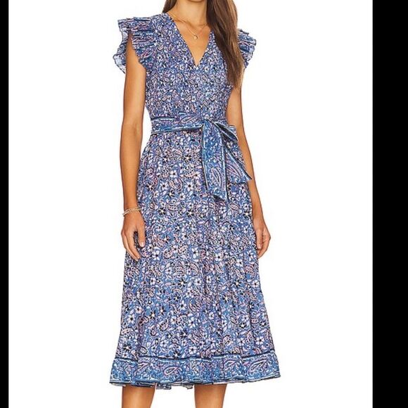 Cleobella Autumn Midi Dress Paisley Print Blue M - Picture 1 of 8